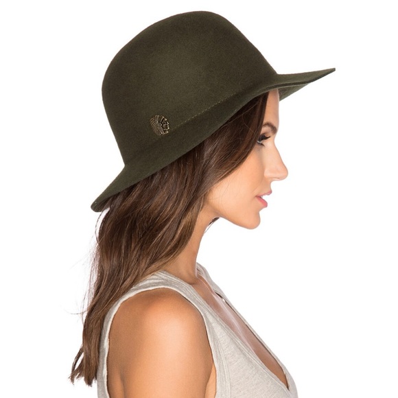 Unisex Brixton Cason Wool Fedora in Dark Green - Picture 9 of 10